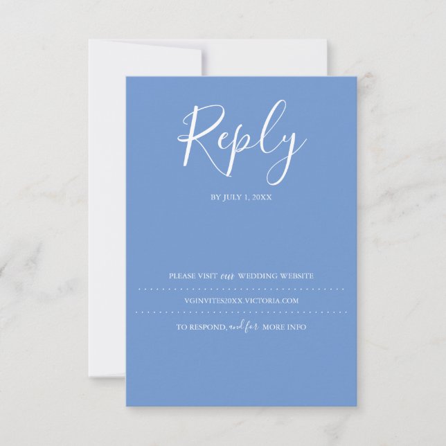 Blue RSVP Card, Hochzeitsseite Karte (Vorderseite)