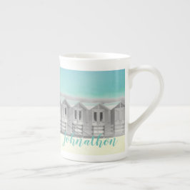 Blue Ruhetasse mit Strandhütten Prozellantasse