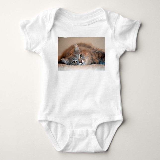 Blue Russian Cat Long Hairs by Shirley Taylor Baby Strampler (Vorderseite)