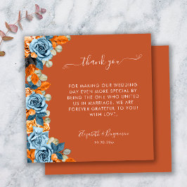 Blue Rust Terracotta Wedding Offizier Vielen Dank Dankeskarte