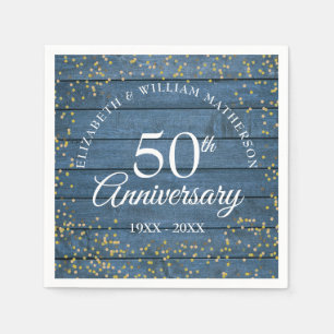 Blue Rustic 50th Anniversary Gold Dust Confetti Serviette