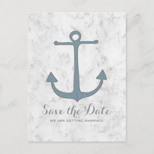 Blue Rustic Anchor Save the Date Postcard Ankündigungspostkarte