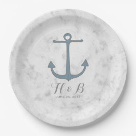 Blue Rustic Anchor Wedding Pappteller