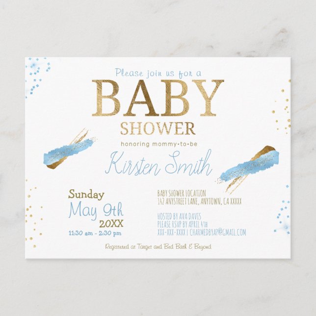 Blue Rustic Baby Boy Shower Einladungen (Vorderseite)