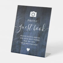 Blue Rustic Barn Wood Boho Foto Gästebuch