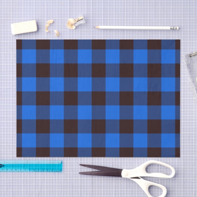 Blue Rustic Bauernhaus Buffalo Karos Kariertes Mus Seidenpapier (Handwerk)
