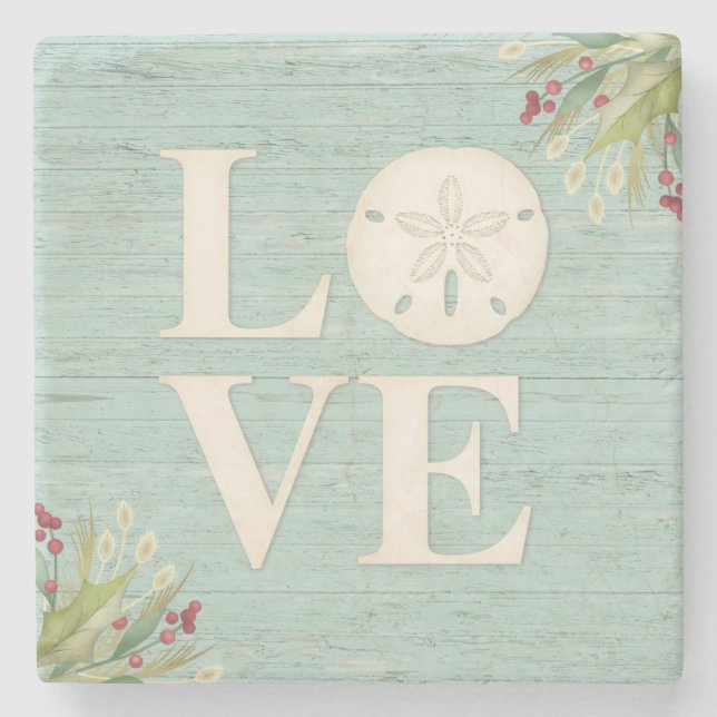 Blue Rustic Beach Sand Dollar Steinuntersetzer (Vorderseite)