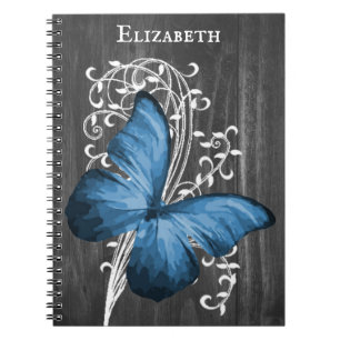 Blue Rustic Butterfly Personalisiertes Notebook Notizblock