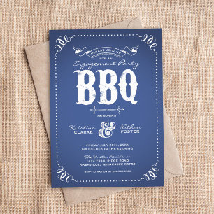 Blue Rustic Engagement Party GRILLEN Einladung