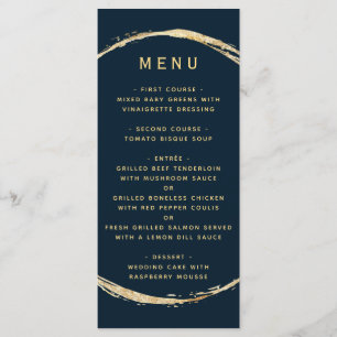 Blue Rustic Gold Circle Ampere und Hochzeit Menükarte