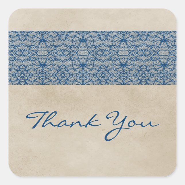 Blue Rustic Lace Danke Stickers (Vorderseite)