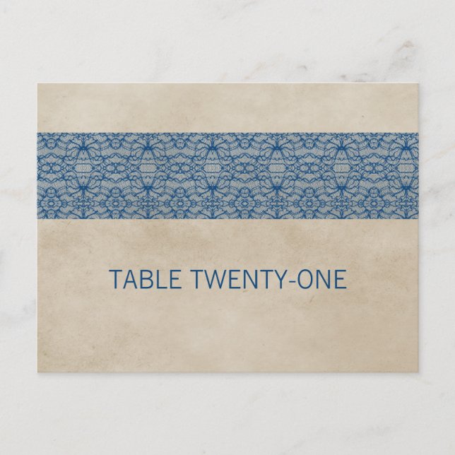 Blue Rustic Lace Tischnummer Postcard (Vorderseite)
