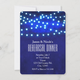 Blue Rustic Night String Lights Probe Dinner Einladung