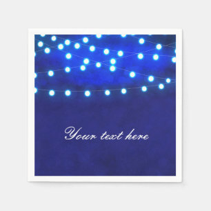 Blue Rustic Night String Lights Wedding Napkins Serviette