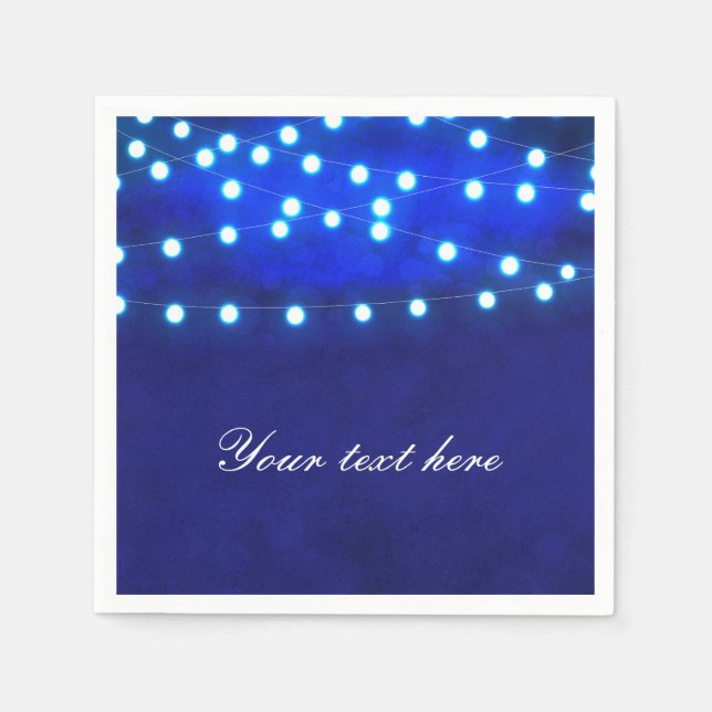 Blue Rustic Night String Lights Wedding Napkins Serviette (Vorderseite)