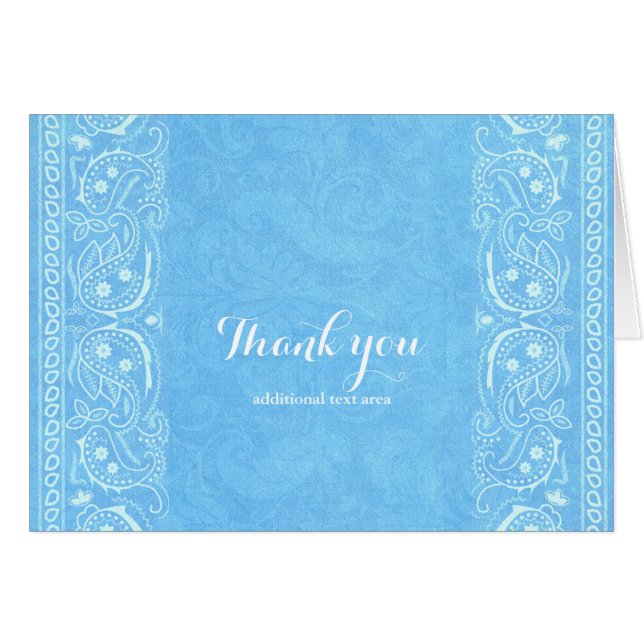 Blue Rustic Paisley Country Western Carte de remer (Devant Horizontal)