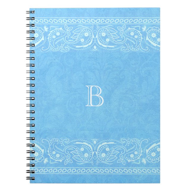 Blue Rustic Paisley Country Western Einfache Elega Notizblock (Vorderseite)