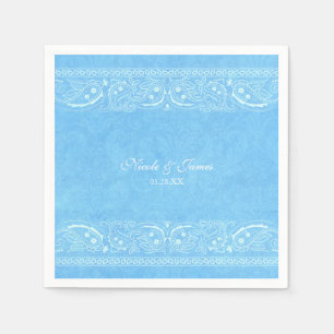Blue Rustic Paisley Country Western Wedding Serviette