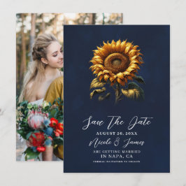 Blue Rustic Sonnenblume Hochzeit speichern das Dat Einladung