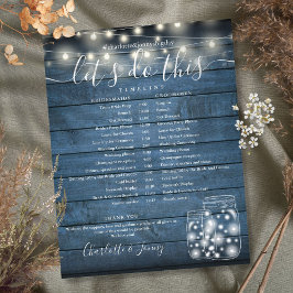Blue Rustic String Lights Hochzeitskalender