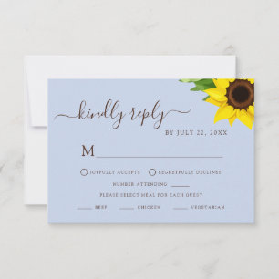 Blue Rustic Sunflower UAWG Diätkarte RSVP Karte