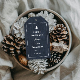 Blue Rustic Tree Woodgrain Christmas Gift Tag Geschenkanhänger