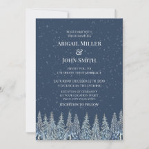 Blue Rustic Winter Forest Wedding Invitations