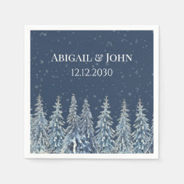 Blue Rustic Winter Forest Wedding Napkin Serviette