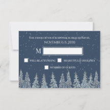 Blue Rustic Winter Forest Wedding RSVP