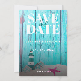 Blue Rustic Wood Beach Hochzeit Save the Date