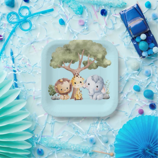 BLUE SAFARI BABY SHOWER PAPPTELLER (Party)