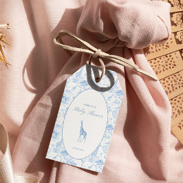 Blue Safari Toile de Jouy Baby Shower Favor Tags Geschenkanhänger