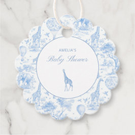 Blue Safari Toile de Jouy Baby Shower Geschenkanhänger