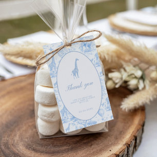 Blue Safari Toile de Jouy Baby Shower Geschenkanhänger