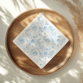 Blue Safari Toile De Jouy Boy Baby Shower Serviette