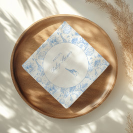 Blue Safari Toile De Jouy Boy Baby Shower Serviette