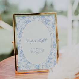 Blue Safari Toile de Jouy Diaper Raffle Sign