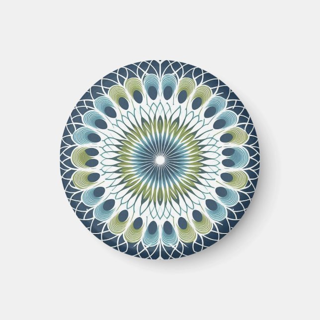 Blue & Sage Medallion - Abstraktes Magnet (Vorne)