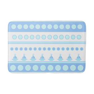 Blue Sailboote und Circles Rows Badematte