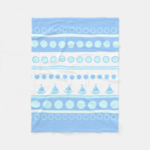 Blue Sailboote und Circles Rows Fleecedecke
