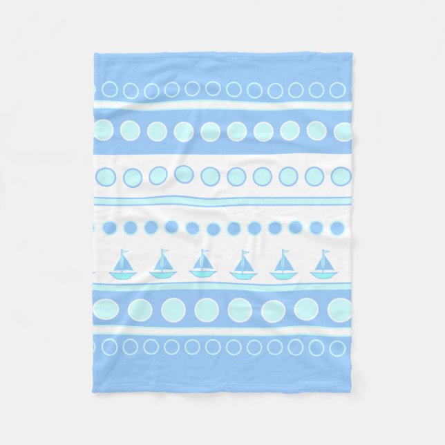 Blue Sailboote und Circles Rows Fleecedecke (Vorderseite)