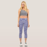 Blue Sailor Stripe Capri Leggings<br><div class="desc">Kühne Streifen in marineblau sorgen für einen sorgenfreien,  kuscheligen Look.</div>