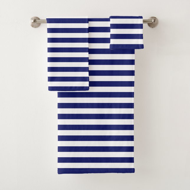 Blue Sailor Stripe (kleiner Maßstab) Badhandtuch Set (Insitu)