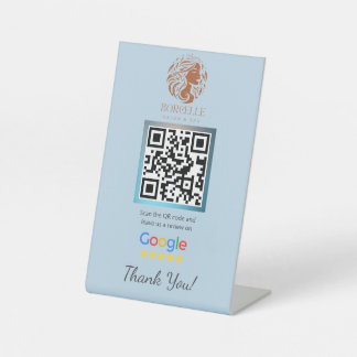 Blue Salon Google Review Counter Stand Template Sockelschild
