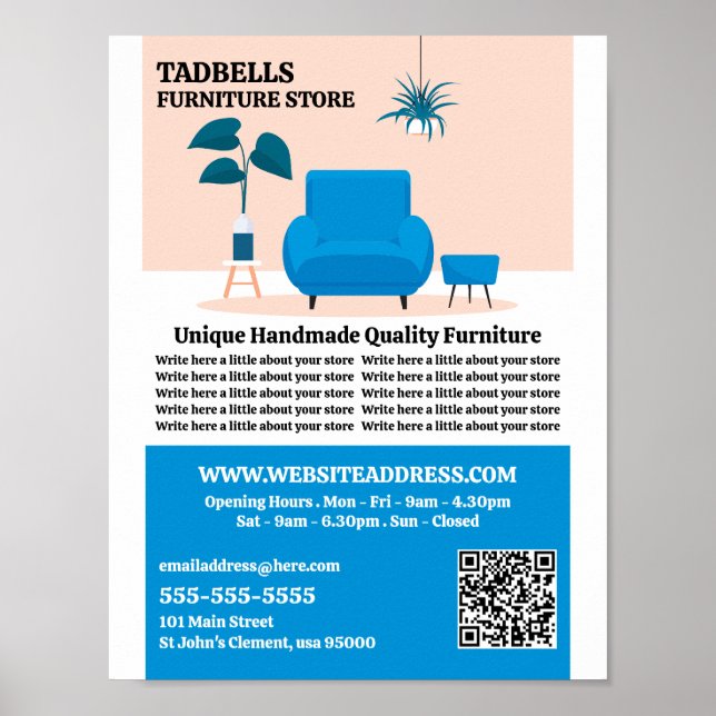 Blue Salon - Möbelgeschäft Vertrieb Poster (Vorne)