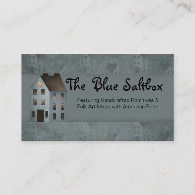 Blue Saltbox Primitive Country Business Card Visitenkarte (Vorderseite)