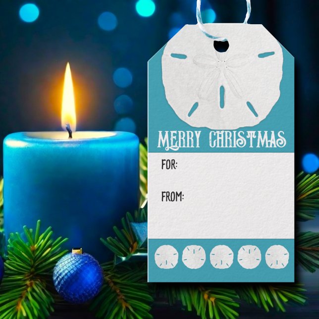 Blue Sand Dollars Beach Weihnachten Geschenkanhänger (Von Creator hochgeladen)