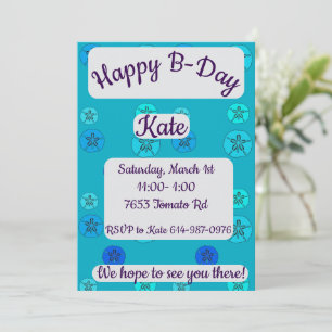 Blue Sand Dollars Happy Birthday Einladung