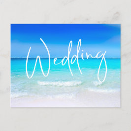 Blue Sand Hotel Wedding Beach Ocean Modernes Ziel Einladungspostkarte