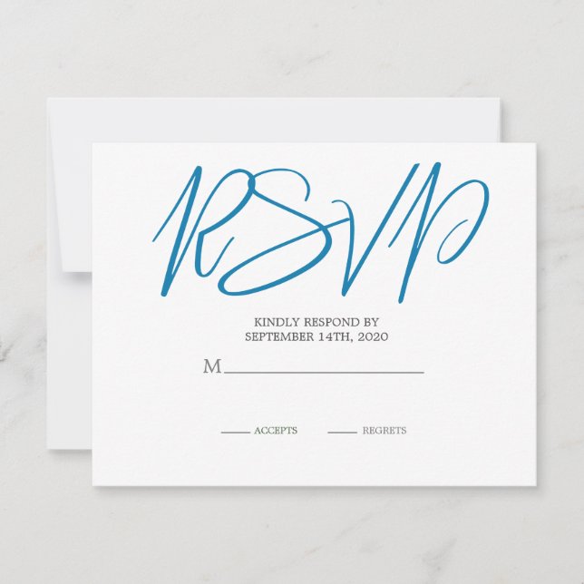 Blue Sand Hotel Wedding Beach Ocean Modernes Ziel RSVP Karte (Vorderseite)